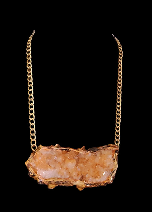 Rough Citrine Sculpted Gemstone Pendant - Layering Talisman