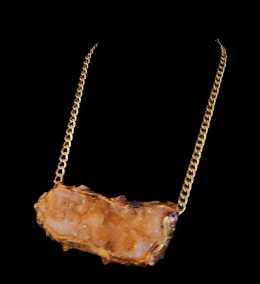 Rough Citrine Sculpted Gemstone Pendant - Orange Crystal Unisex Amulet