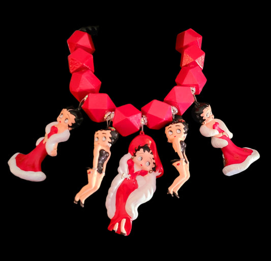 Betty Boop Figurine Statement Necklace - Bold Femme Fatale Neck Candy