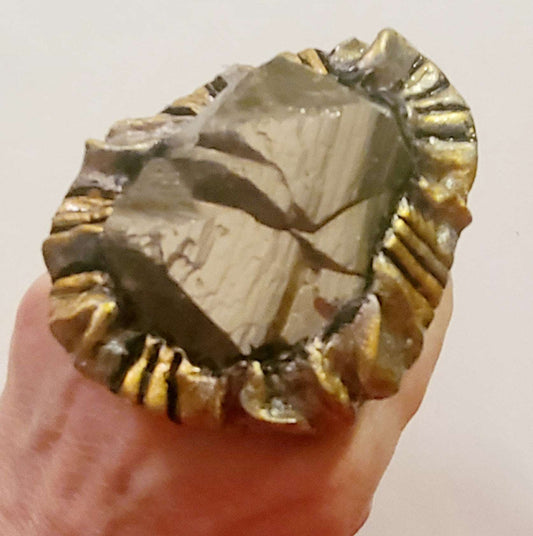Adjustable Unisex Rough Pyrite Statement Ring, Fools Gold Finger Candy, Raw Gemmy Hand Accessory, Hip Hop Inspired, Trendy Gemstone