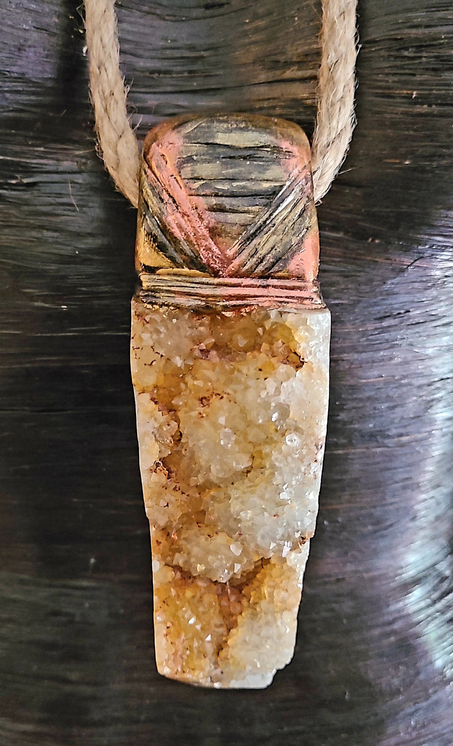 Talisman Crystal Orange Brown Zebra Druzy Jasper Tower, Gemstone Penda