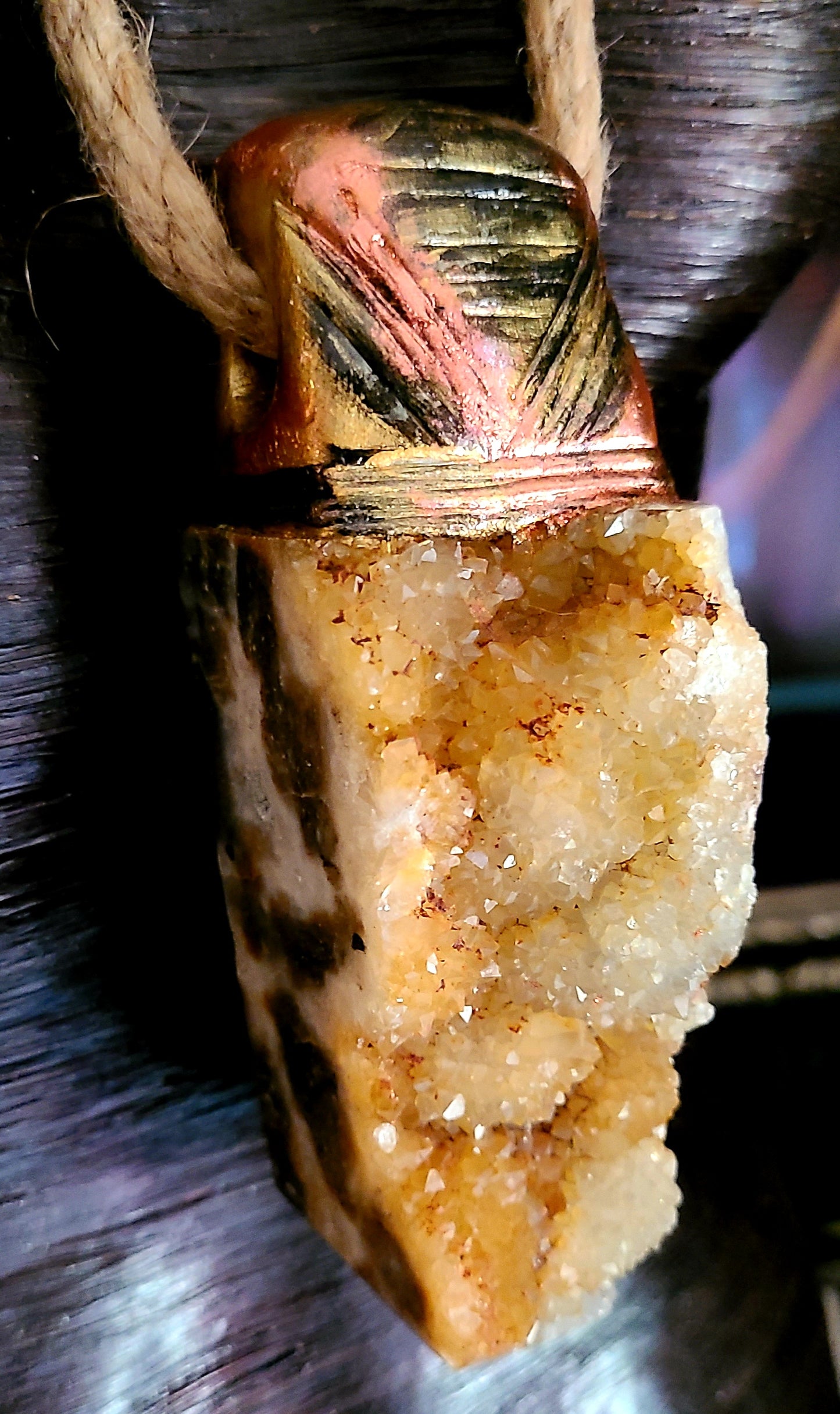 Talisman Crystal Orange Brown Zebra Druzy Jasper Tower, Gemstone Penda