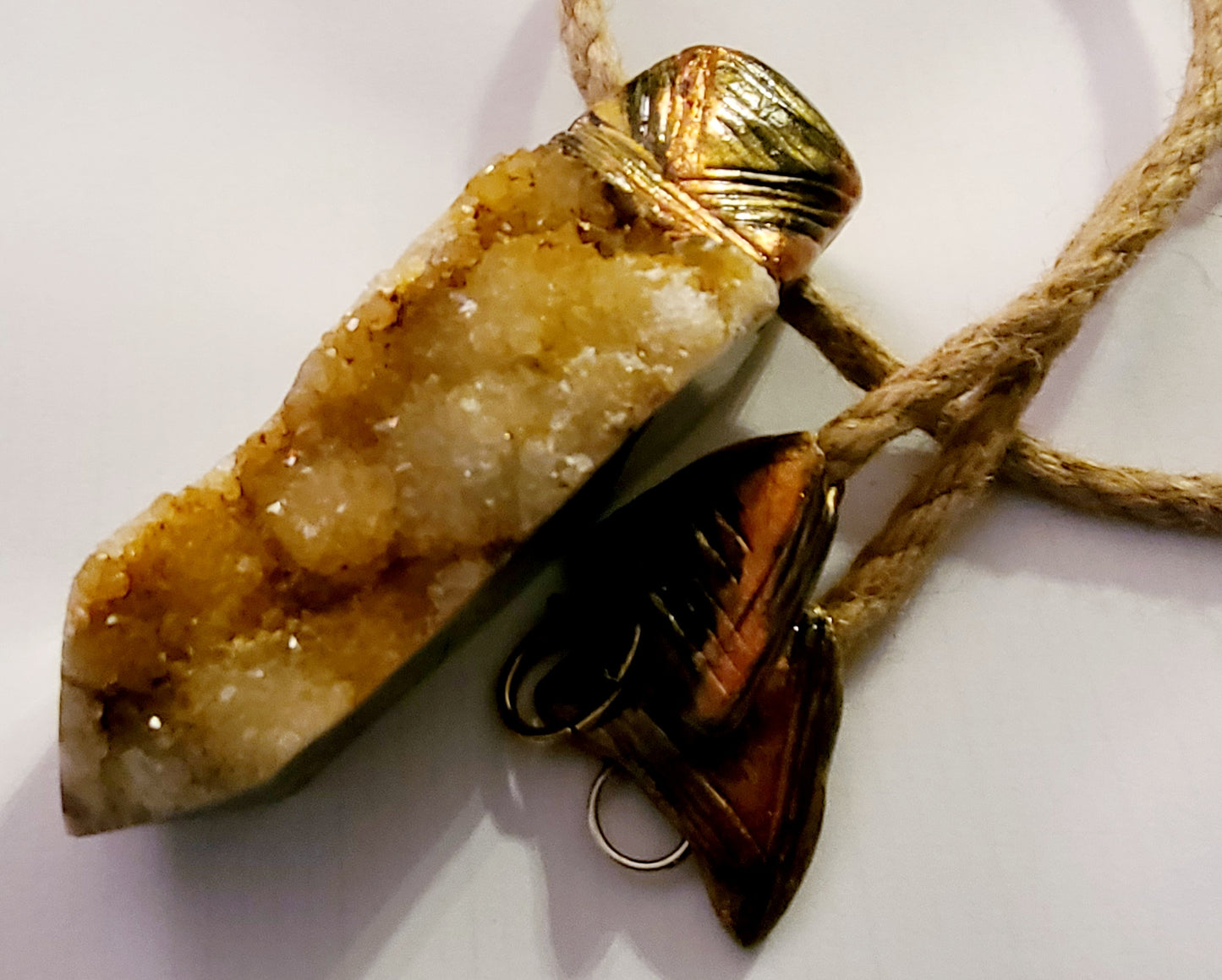 Talisman Crystal Orange Brown Zebra Druzy Jasper Tower, Gemstone Penda