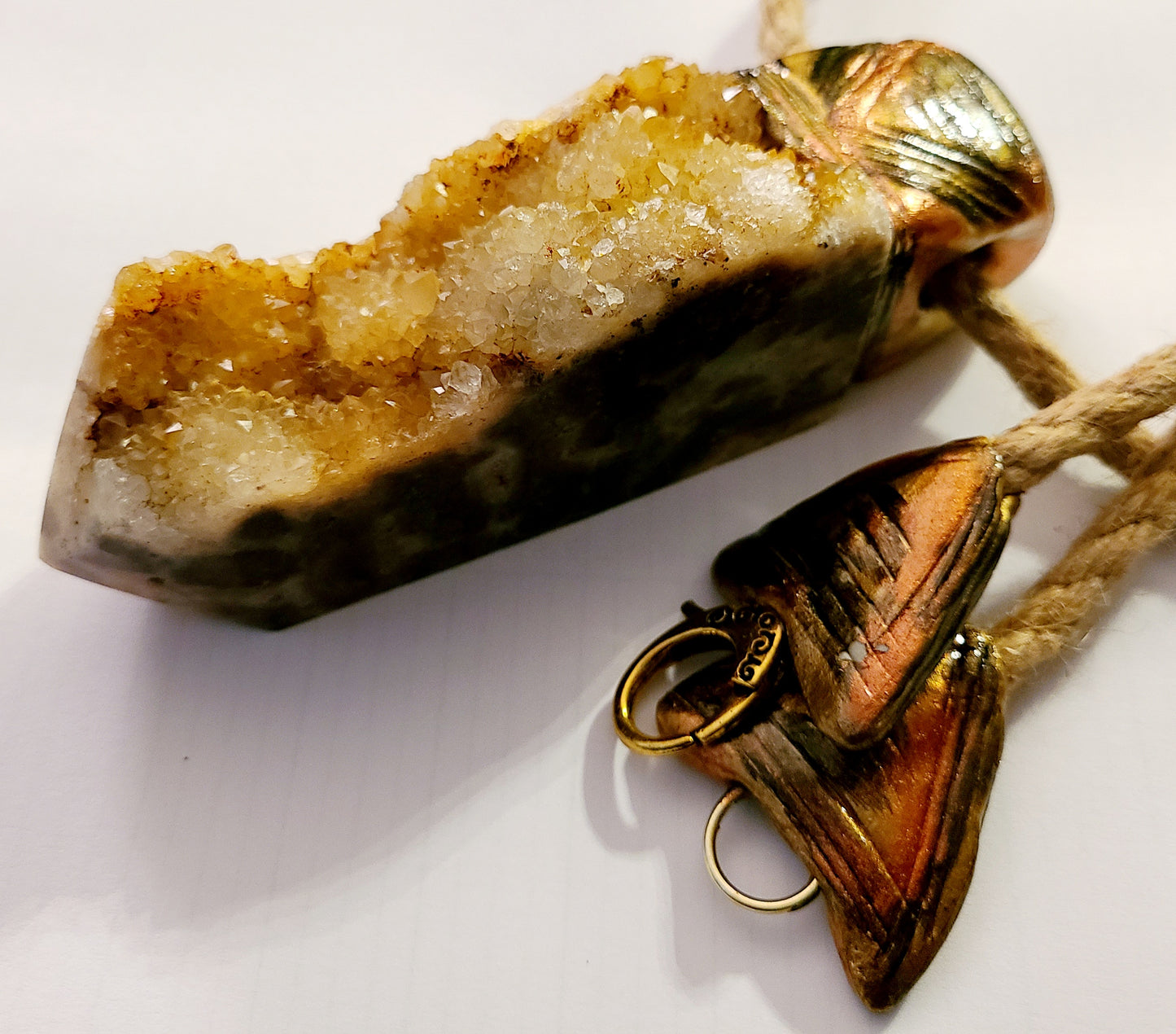 Talisman Crystal Orange Brown Zebra Druzy Jasper Tower, Gemstone Penda