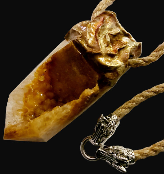 Crystallized Druzy Agate Sculpted Pendant & Hemp Rope - Boho Couture