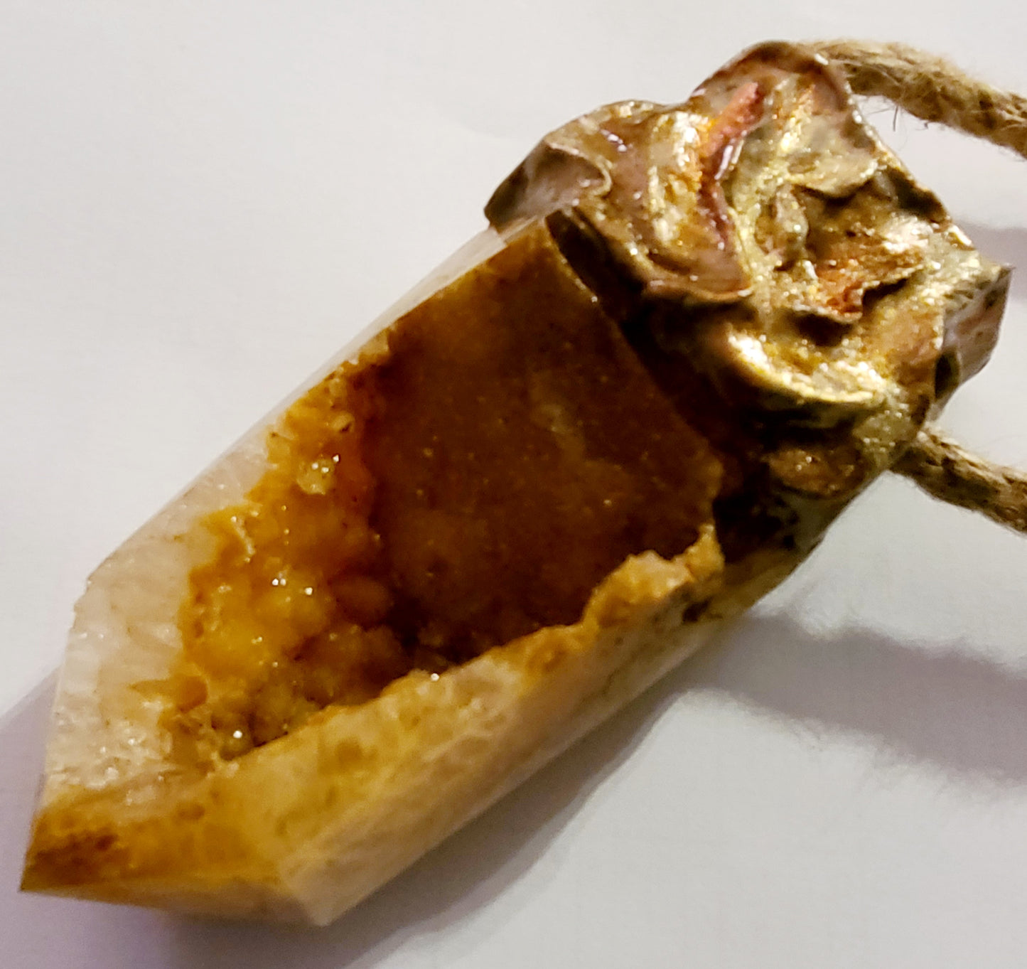 Gemstone Pendant Tower Faceted Agate Druzy Brown Sugar, Tower Crystal