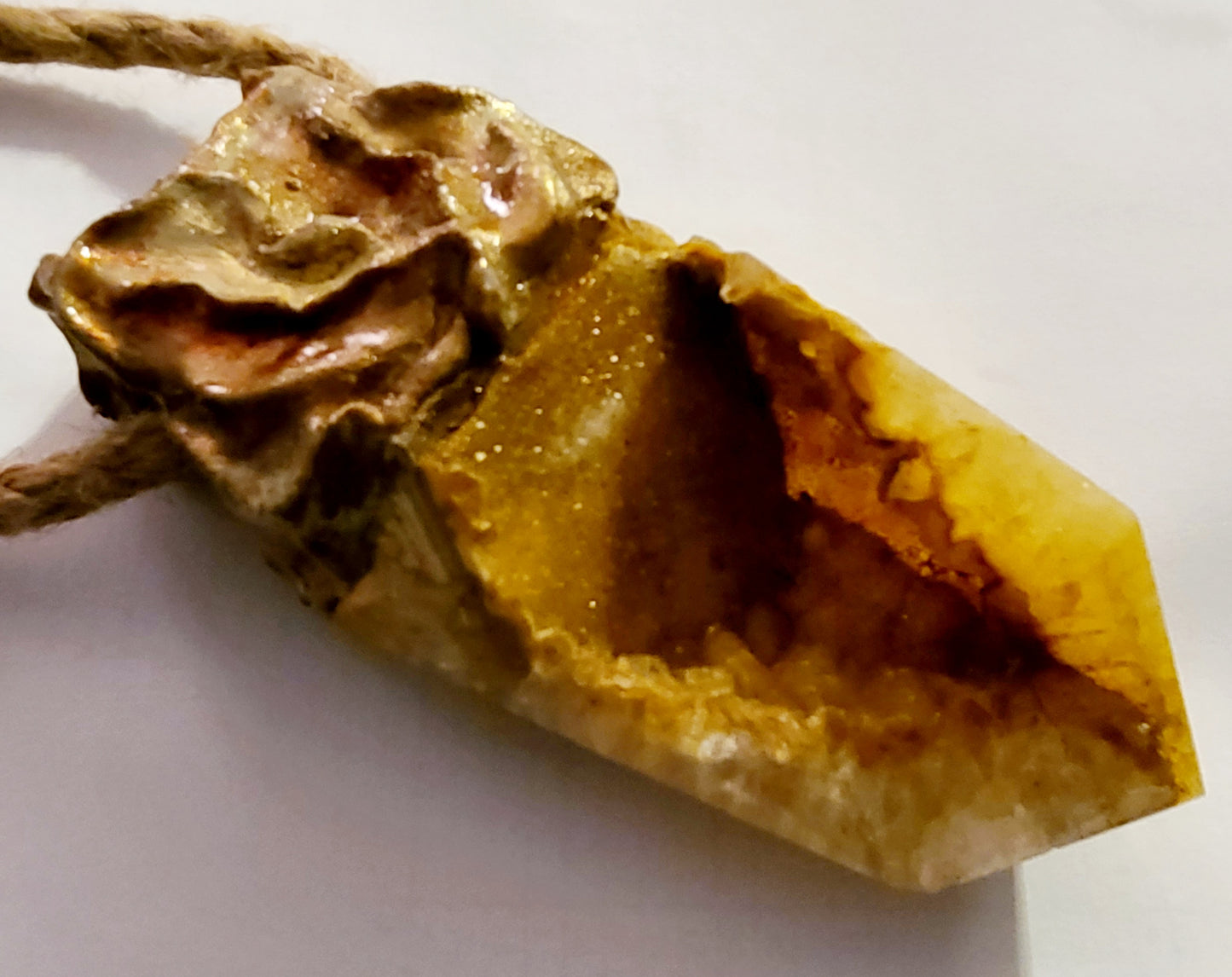 Gemstone Pendant Tower Faceted Agate Druzy Brown Sugar, Tower Crystal