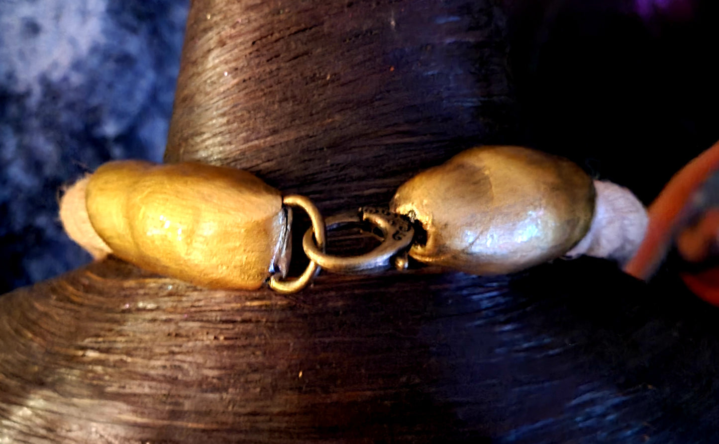 Chest Piece Rough Stilbite Gemmy Orange Beige Jute Rope Unisex, Sta