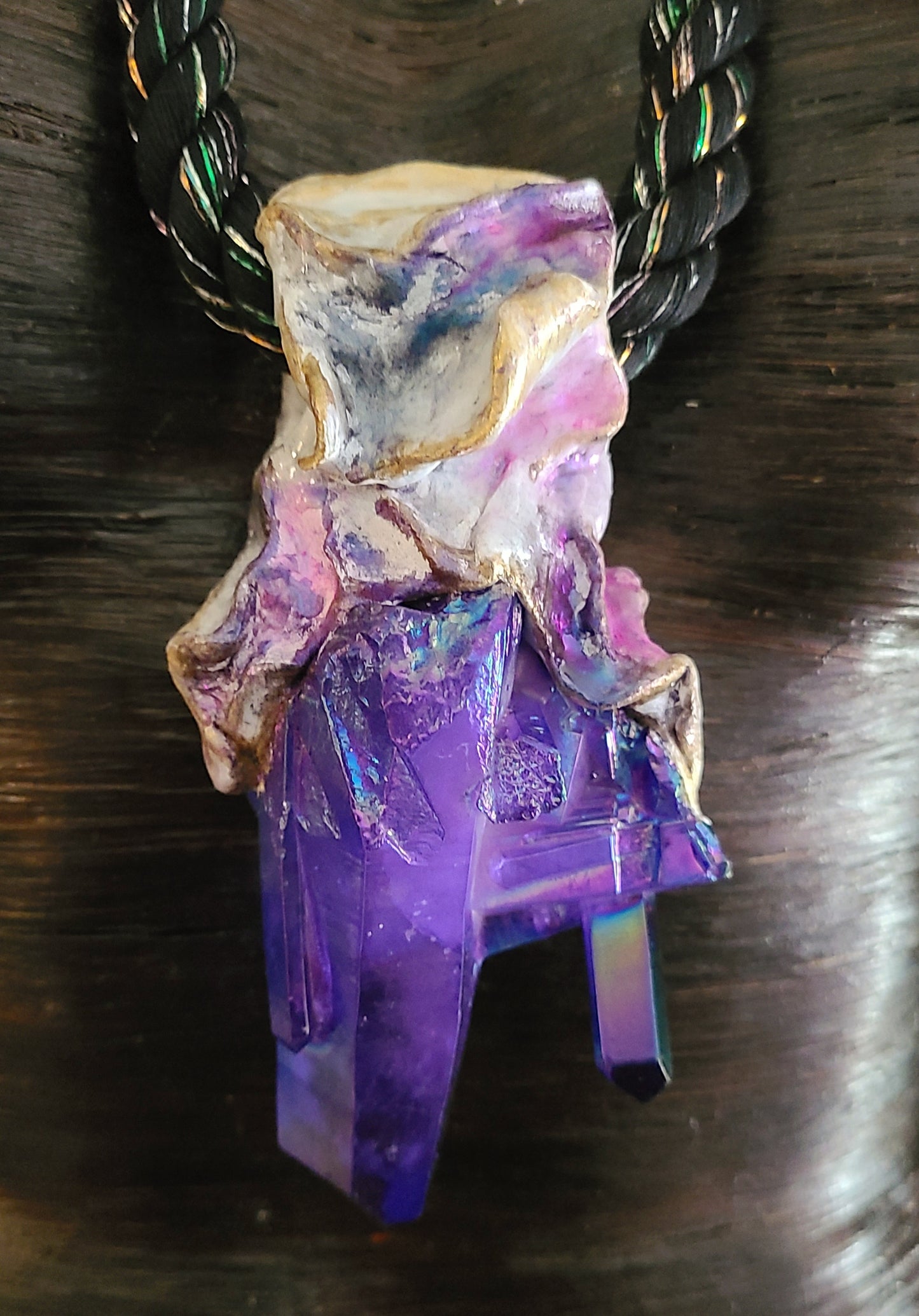 Rough Purple Quartz Sculpted Gemstone Pendant & Statement Ring Set