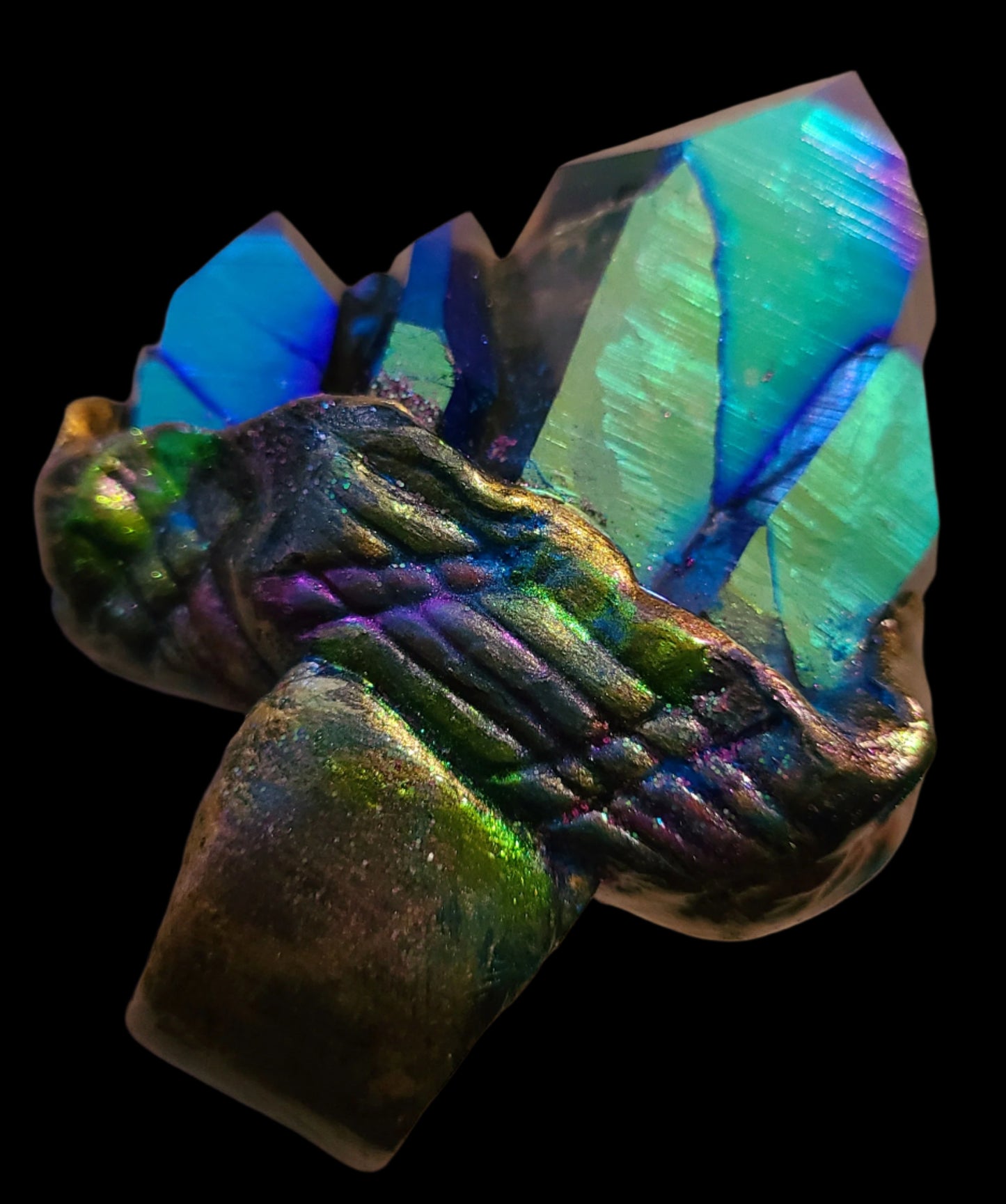 Titanium Quartz Sculpted Oversized Statement Ring for Men or Women