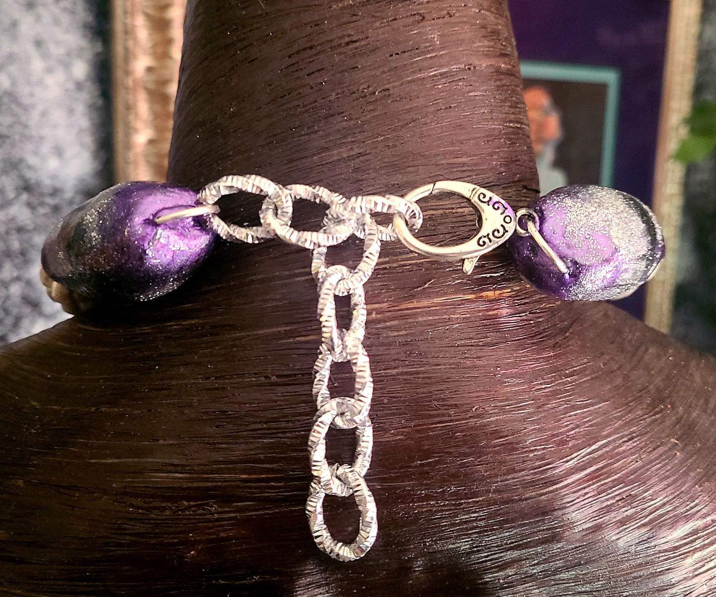 Purple Geode Talisman & Braided Silk - Wearable Sculpture