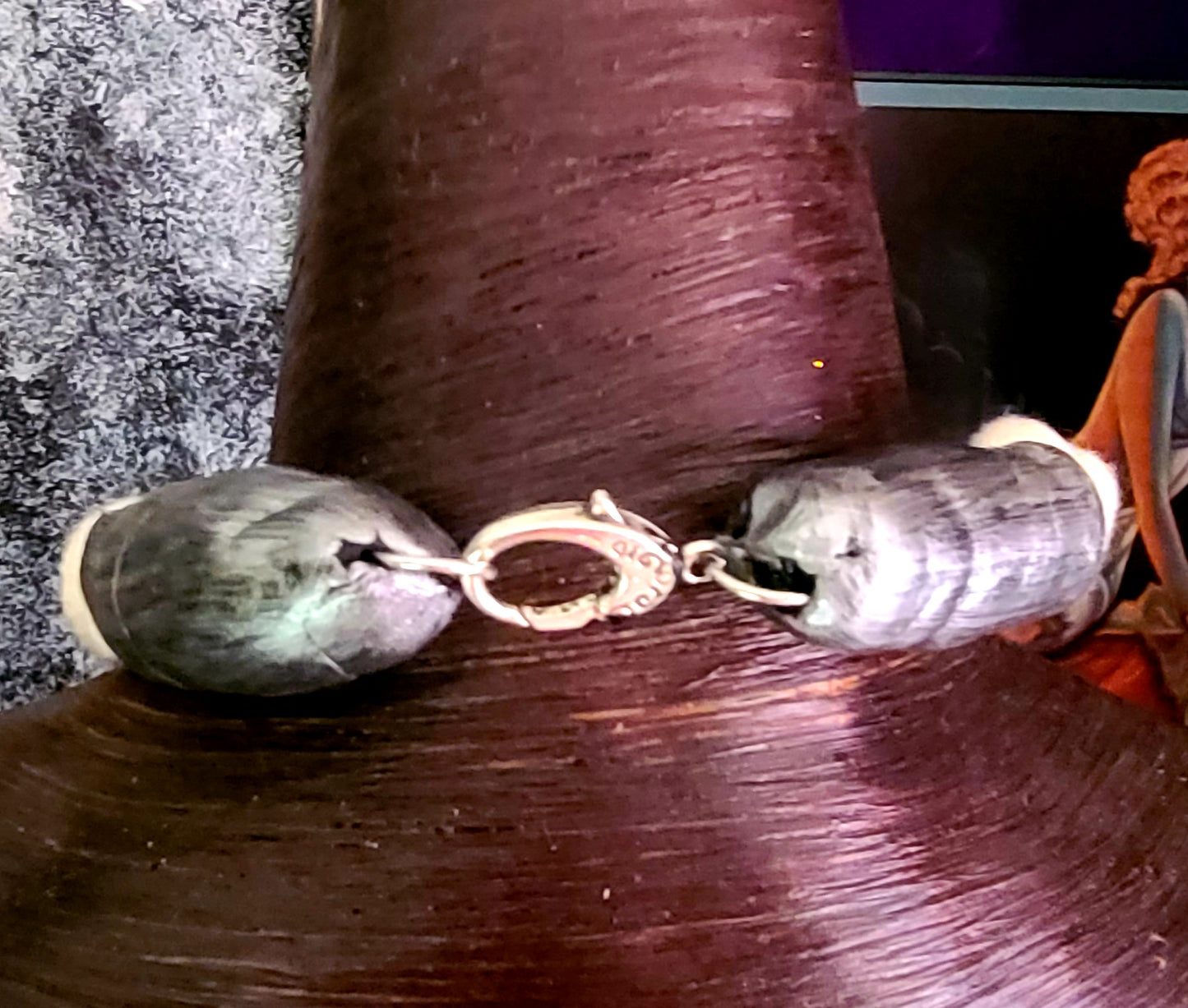 Sculpted Geode Gemstone Pendant With Thick Rope - Crystal Cave