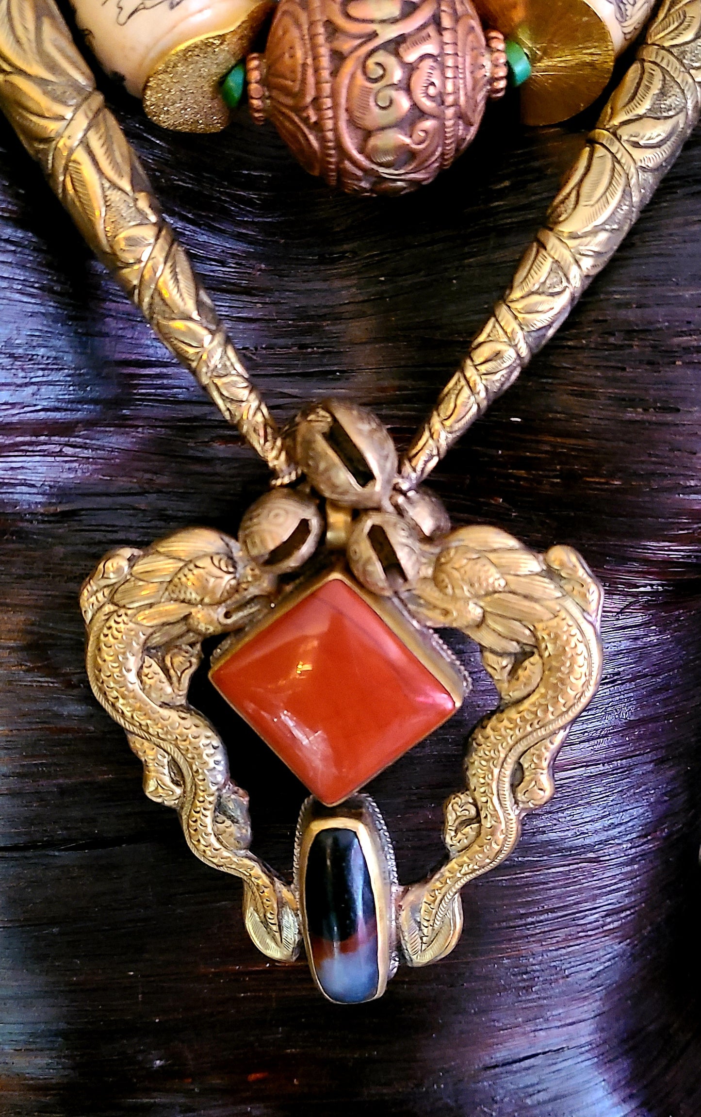 Tribal Bib Statement Luxury Necklace Tibetan Repousse, Chest Piece Eth