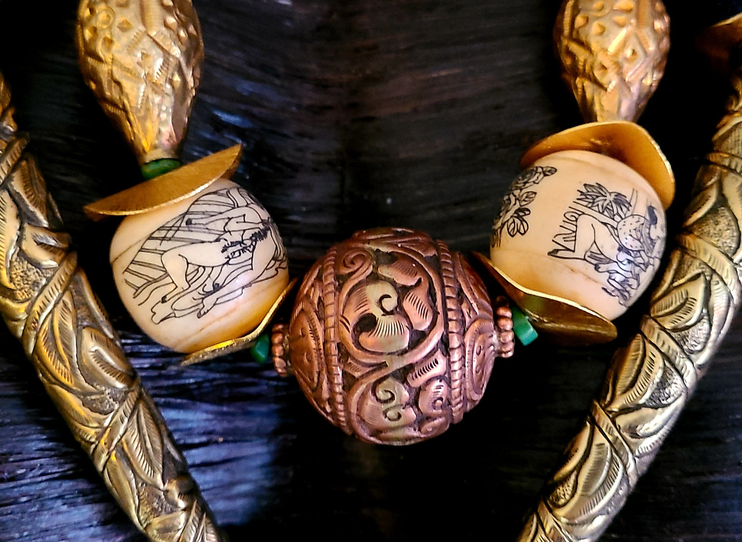 Tribal Bib Statement Luxury Necklace Tibetan Repousse, Chest Piece Eth