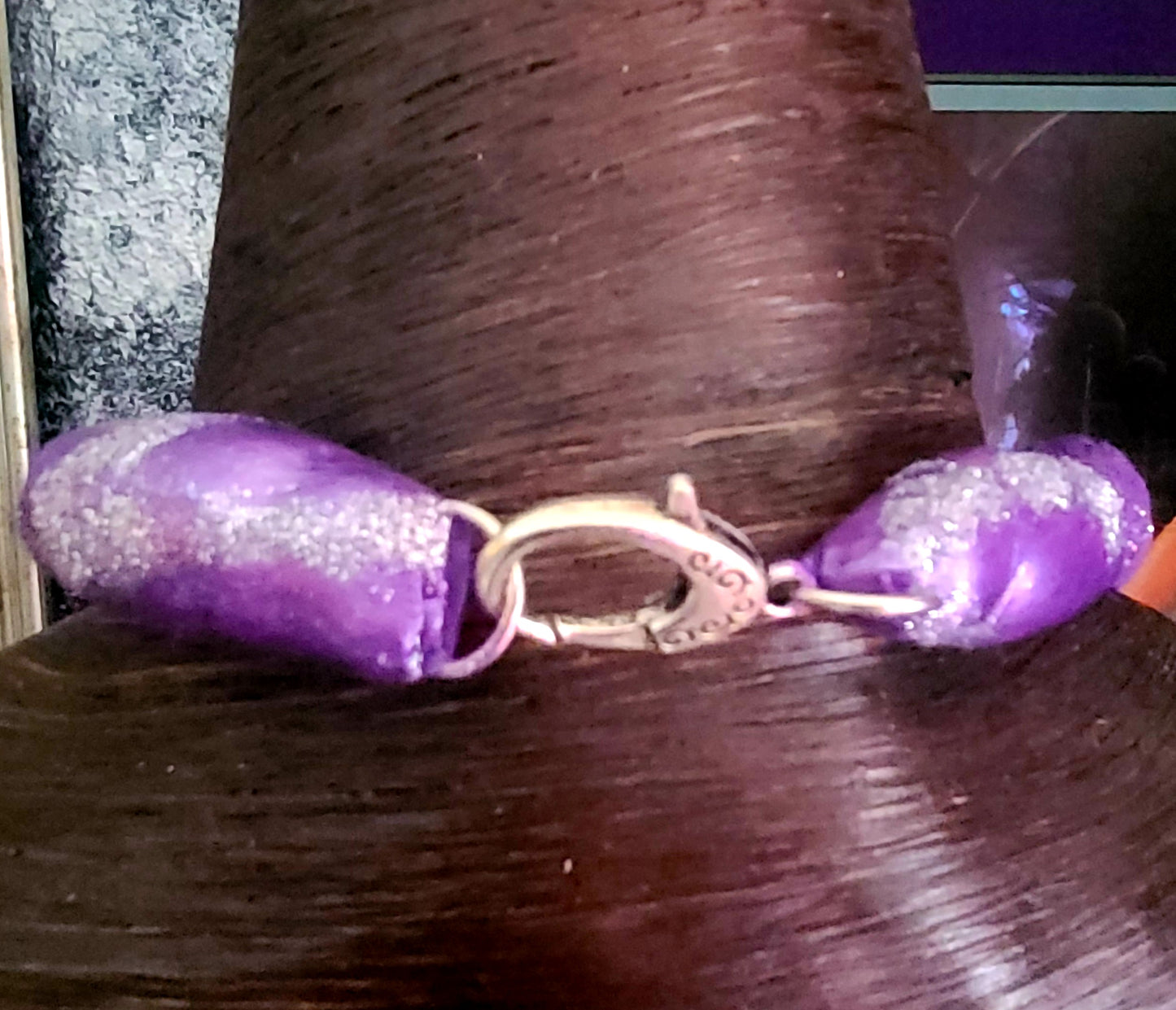 Mixed Purple Gemstone Sculpted Rope Gemstone Pendant Rough Crystal U