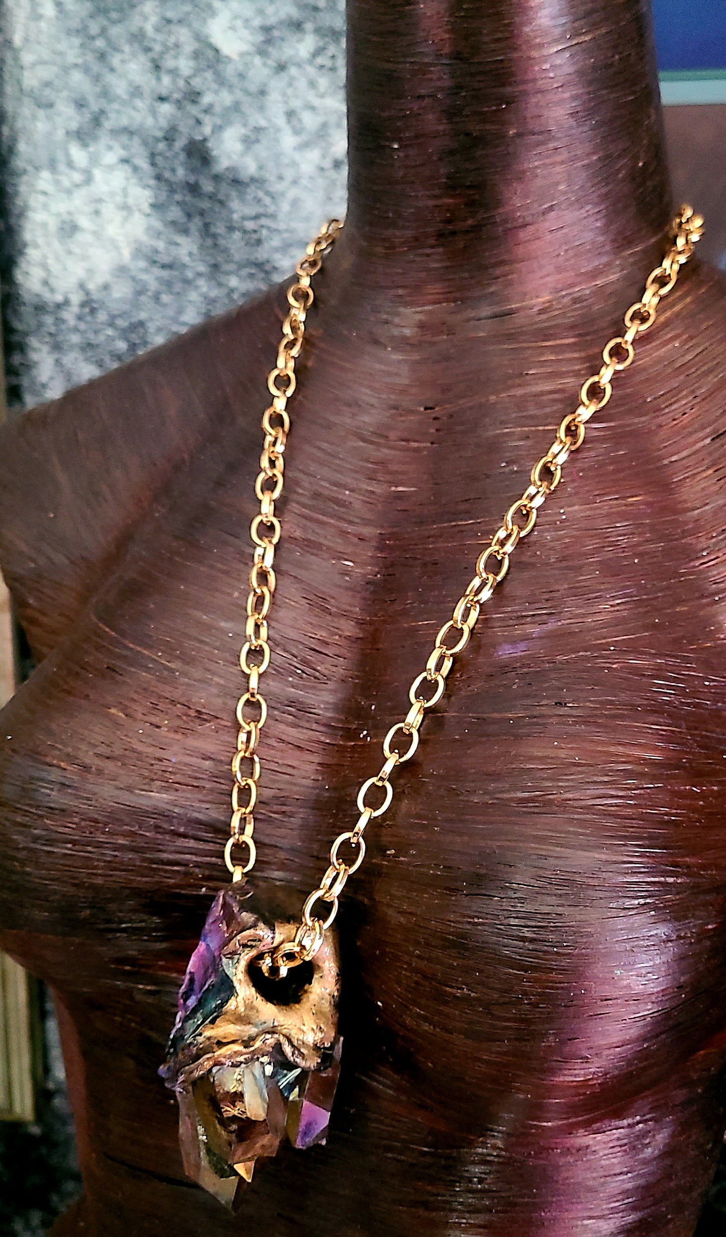 Rough Titanium Quartz Sculpted Unisex Gemstone Pendant Luxury Jewel