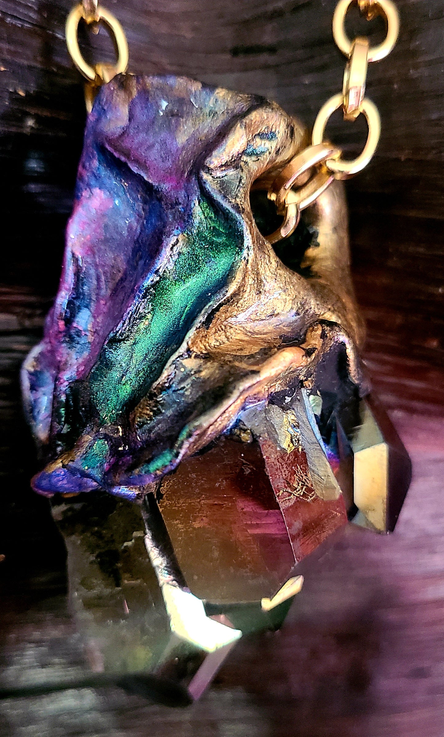 Rough Titanium Quartz Sculpted Unisex Gemstone Pendant Luxury Jewel