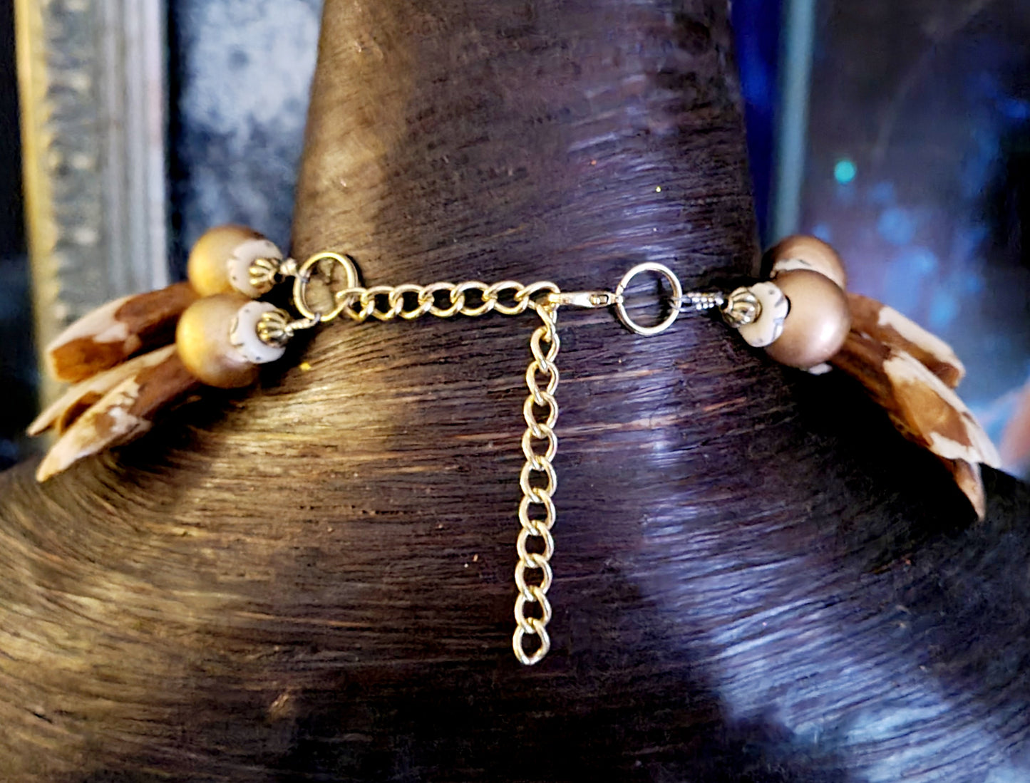 Smoky Quartz & Buffalo Tooth Exotic Statement Necklace