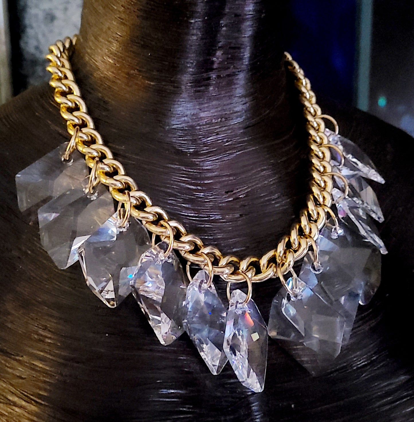 Swarovski Faceted Crystal Dangle Statement Luxury Necklace, Neck Candy