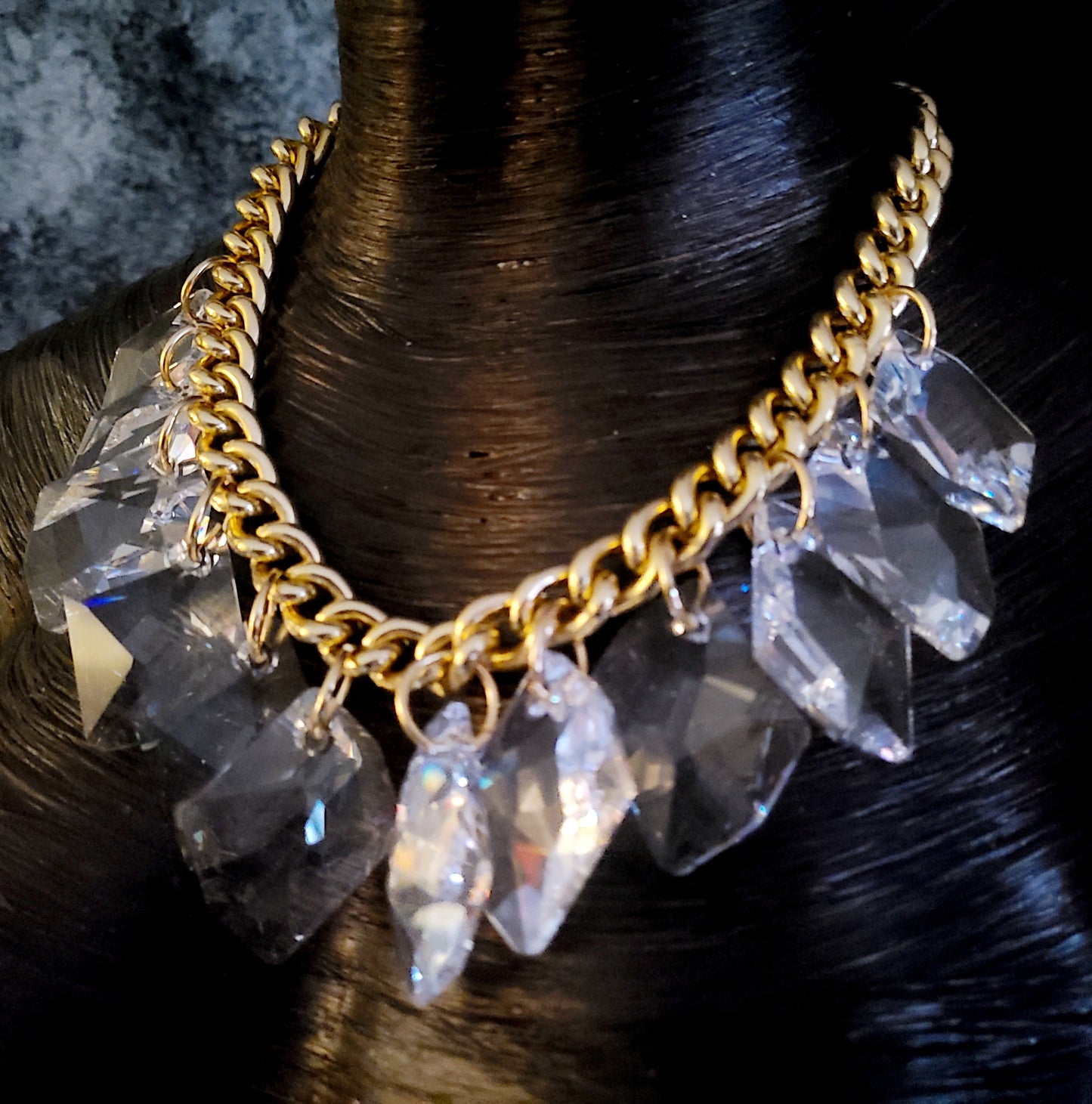 Swarovski Faceted Crystal Dangle Statement Luxury Necklace, Neck Candy