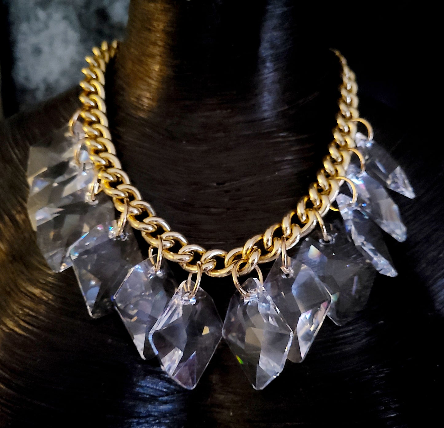 Swarovski Faceted Crystal Dangle Statement Luxury Necklace, Neck Candy
