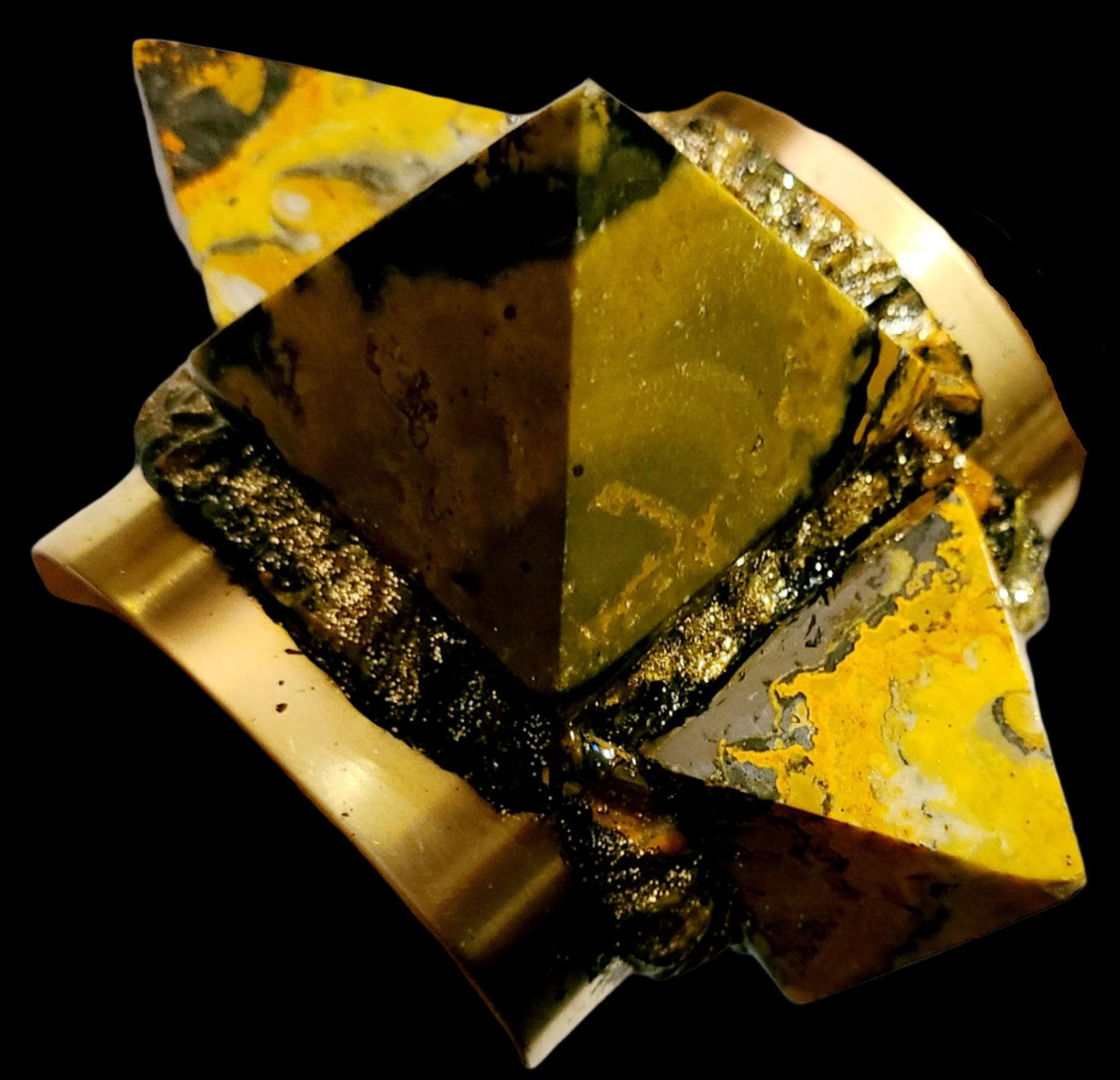 Rare Bumblebee Jasper Pyramid Sculpted Statement Cuff - Wrist Candy