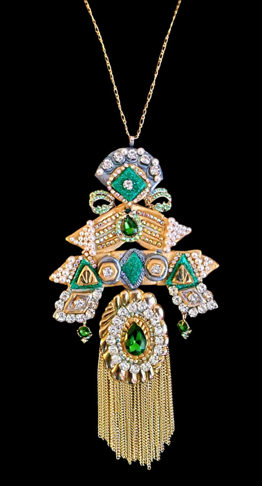 Art Deco Crystal Sculpted Chest Piece - Gatsby Vibe