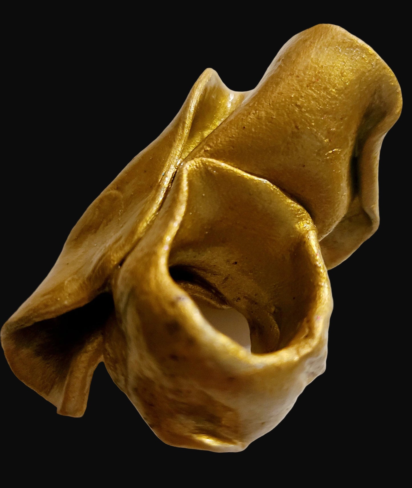 Gold Metallic Sculpted Freshwater Pearl Statement Ring - Luxury