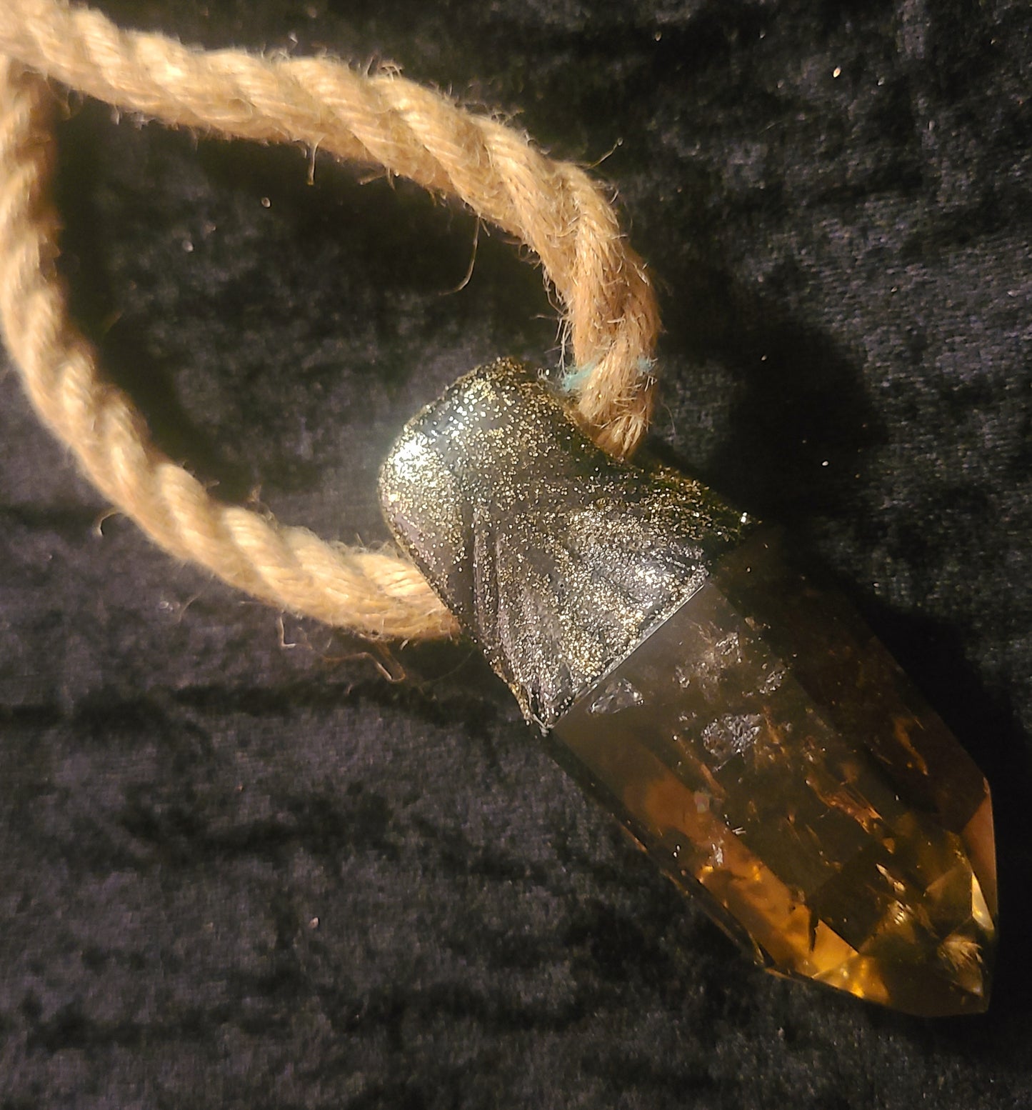 Smoky Citrine Polished Gemstone Tower With Jute Rope Boho Couture