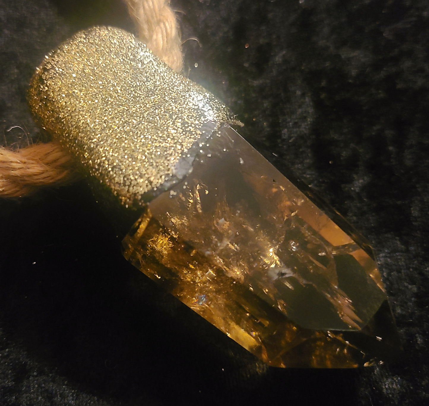 Smoky Citrine Polished Gemstone Tower With Jute Rope Boho Couture