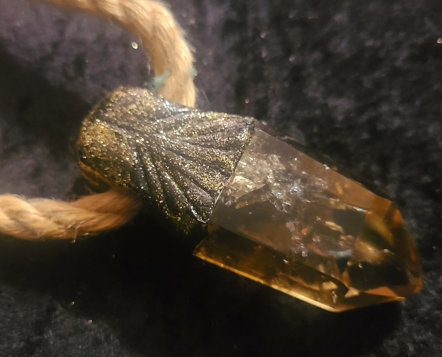 Smoky Citrine Polished Gemstone Tower & Jute Rope - Unisex
