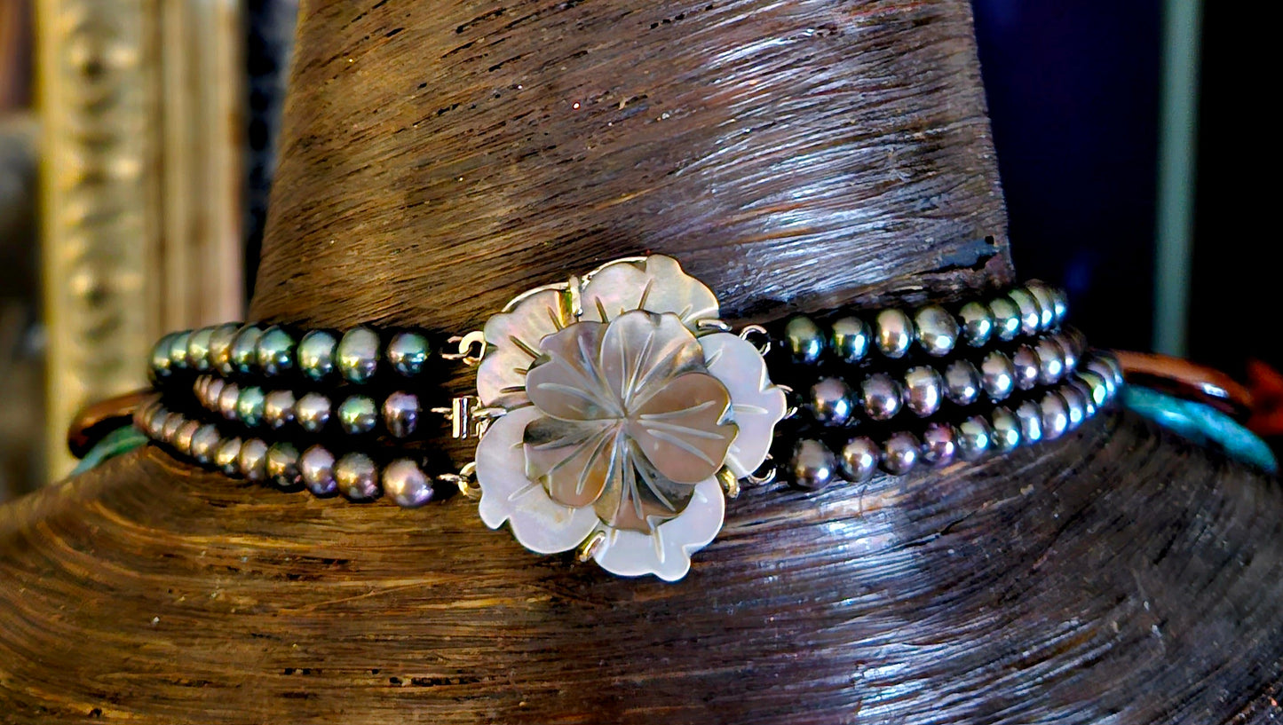Chrysocolla & Freshwater Pearl Bespoke Statement Luxury Necklace, Soci
