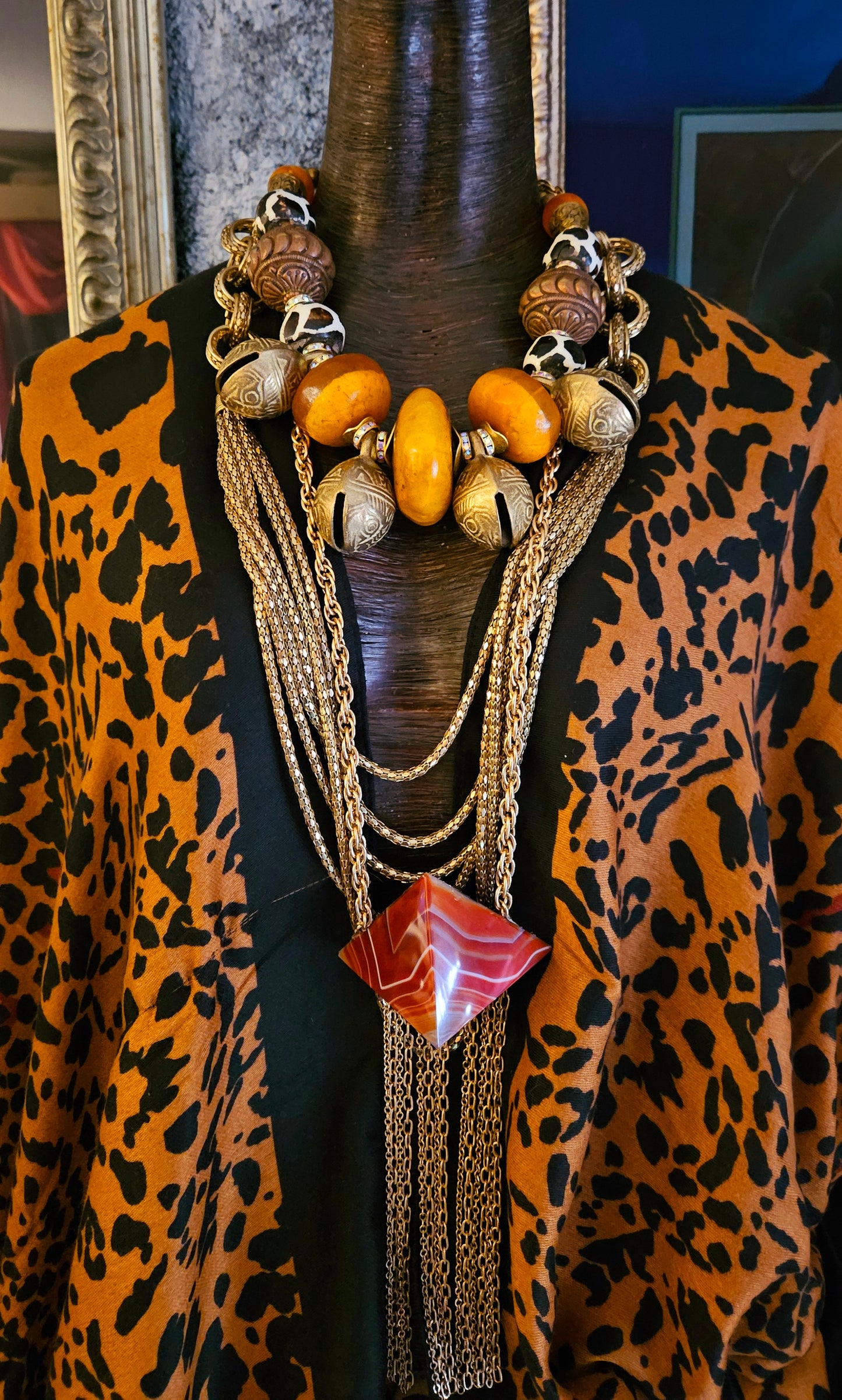 Bold Tribal Necklace with Brass Bells – “The Golden Oracle”