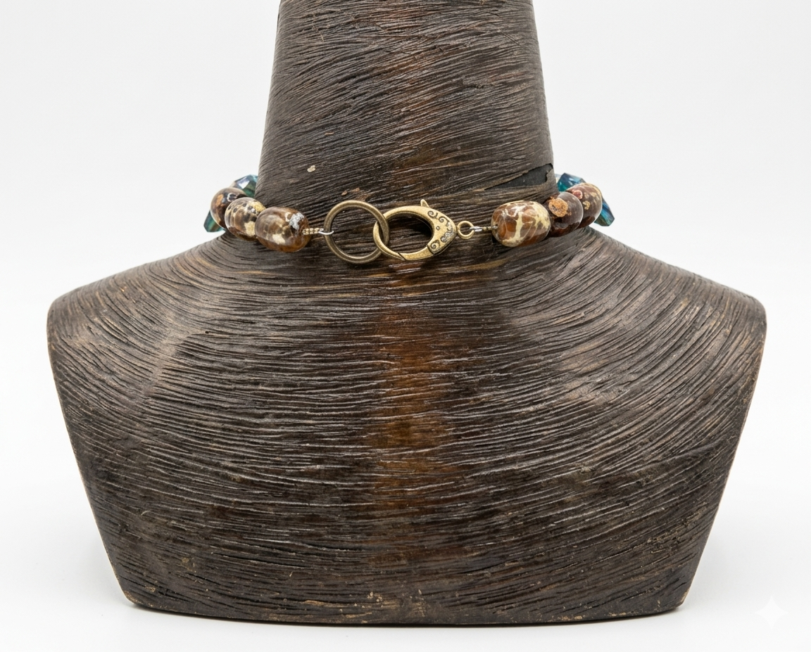 Massive Green Agate & Rhinestone Dragonfly Chest Piece - OOAK