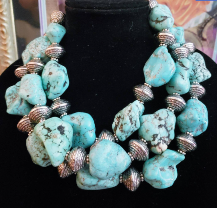 Multi Strand Magnesite Boulder Statement Luxury Necklace, Iris Apfel I