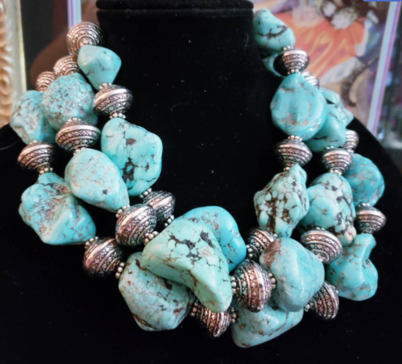 Multi Strand Magnesite Boulder Statement Luxury Necklace, Iris Apfel I