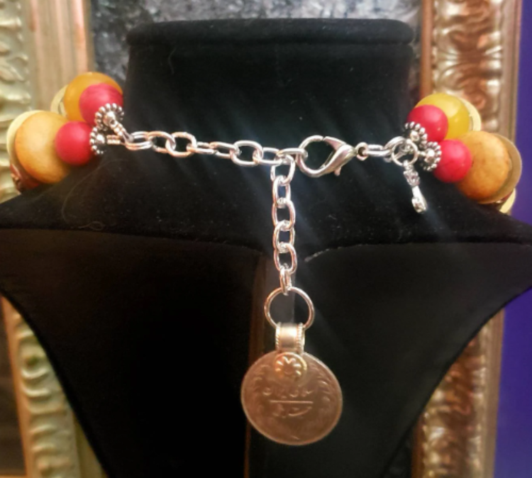Tibetan Resin & Kuchi Coin Exotic Tribal Luxury Necklace, Women of Col
