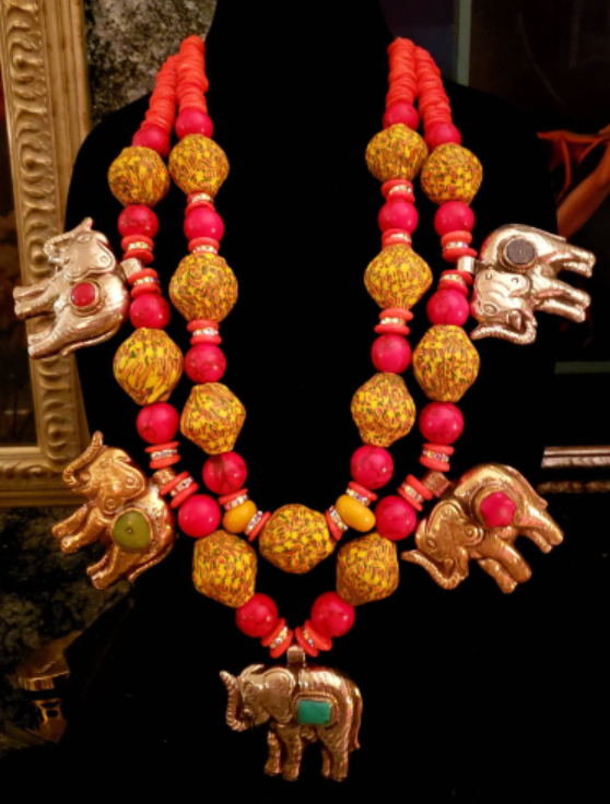Tibetan Repousse Elephant Chest Piece - Bold Chunky Dramatic Heavy