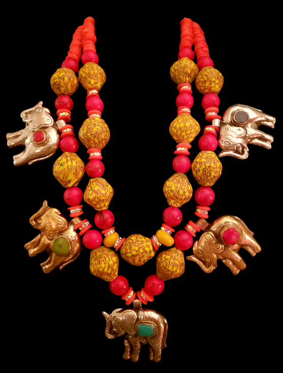 Tibetan Repousse Elephant Chest Piece - Bold Chunky Dramatic Heavy