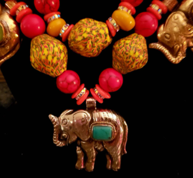 Tibetan Repousse Elephant Chest Piece - Bold Chunky Dramatic Heavy