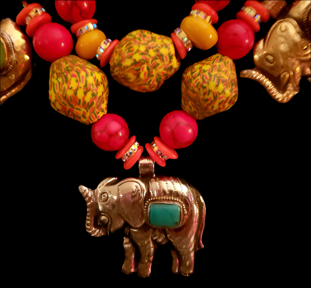 Tibetan Repousse Elephant Chest Piece - Bold Chunky Dramatic Heavy