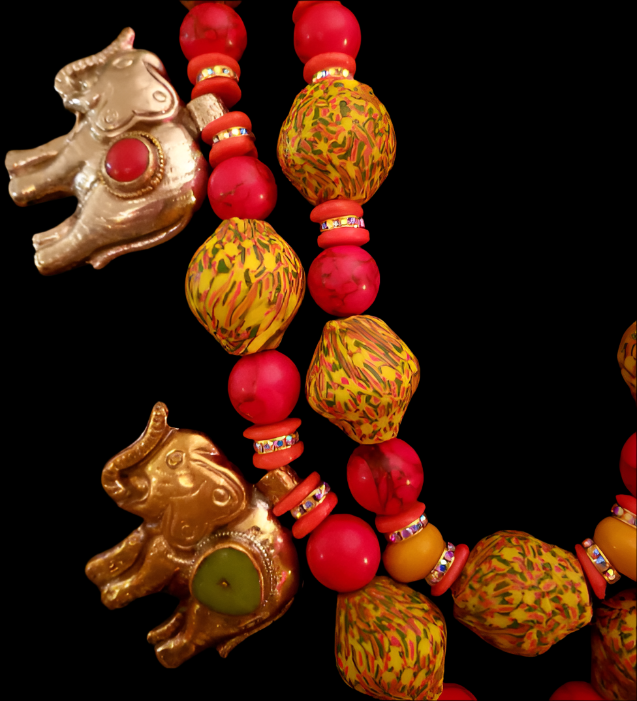 Tibetan Repousse Elephant Chest Piece - Bold Chunky Dramatic Heavy
