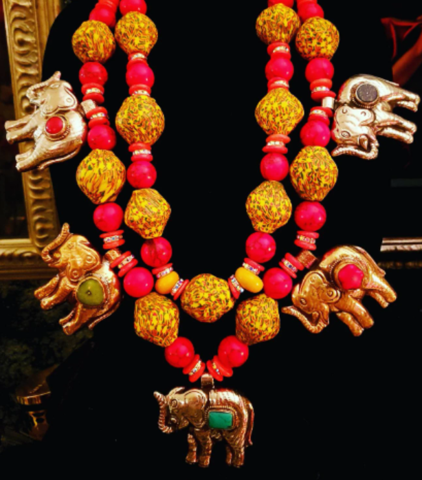 Tibetan Repousse Elephant Chest Piece - Bold Chunky Dramatic Heavy