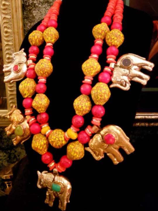 Tibetan Repousse Elephant Chest Piece - Bold Chunky Dramatic Heavy