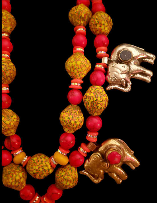 Tibetan Repousse Elephant Chest Piece - Bold Chunky Dramatic Heavy