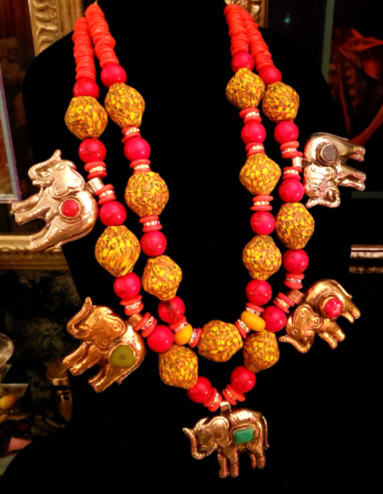 Tibetan Repousse Elephant Chest Piece - Bold Chunky Dramatic Heavy