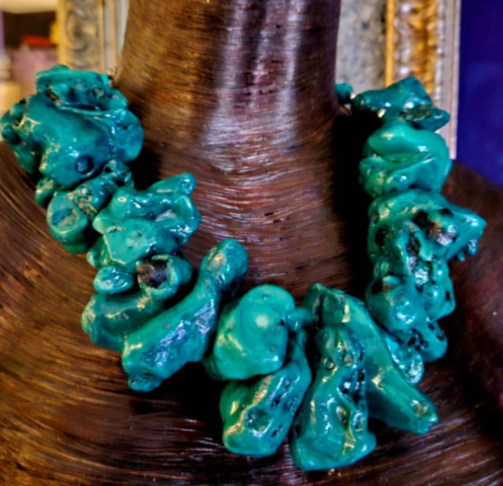 Teal Rough Coral Nugget Statement Luxury Necklace - Summer Jewels