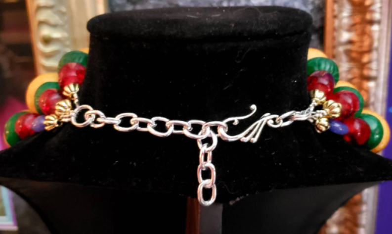 Mixed Media Multi Strand Orange Gold & Red Tribal Luxury Necklace