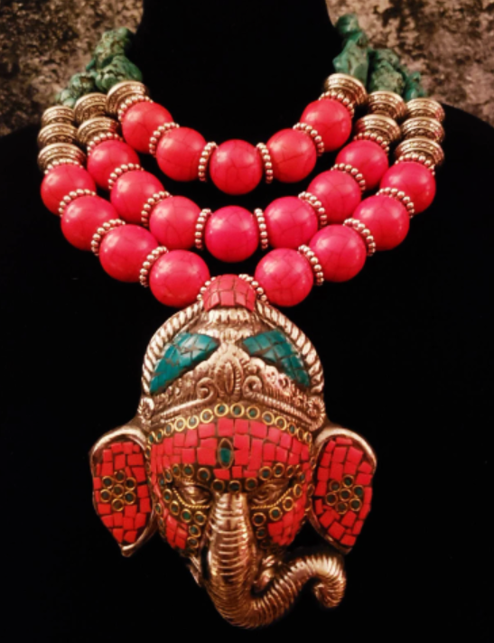 Tribal Turquoise & Coral popular Pendant Necklace