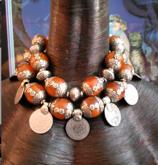 Tribal Choker Tibetan Resin Ornate Ethnic Statement Luxury Necklace Vi